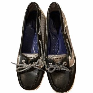 SPERRY TOP-SIDER sz8.5 black/silver deck shoe